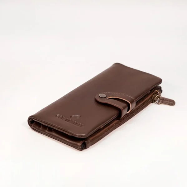 Cow Leather Men's Premium Long Wallet (Brown)