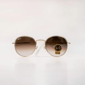 Glass Lens Round Metal Gold Frame Brown Gradient Evolve Lens Sunglasses Men