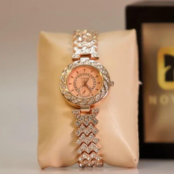 03 LOREX(Rose Gold Women's Watch with Crystal Bracelet)