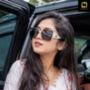 Oversized White & Black Square Designer Look Sunglasses For  Women