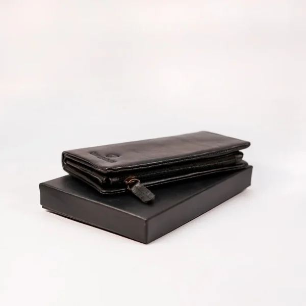 Cow Leather Men's Premium Long Wallet (Black)
