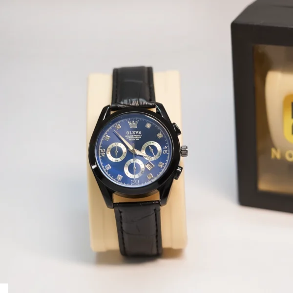 01 ‘OLEVS' Men's Luxurious Black-Tone Watch