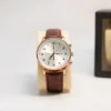 Men's Classic Rosegold Watch with Brown Leather Strap