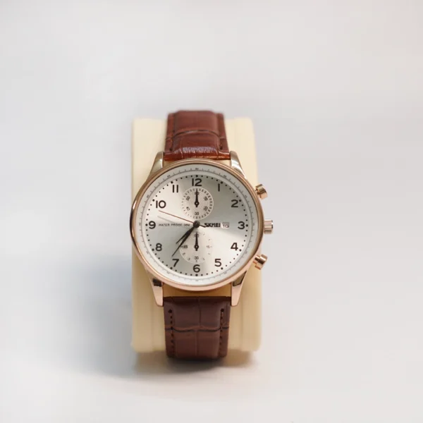 Men's Classic Rosegold Watch with Brown Leather Strap