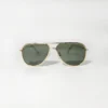 Classic Aviator Sunglass Gold Frame Dark Green Glass Lenses