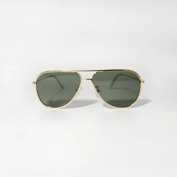 Classic Aviator Sunglass Gold Frame Dark Green Glass Lenses