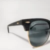 Black Wooden Texture RB3016 Clubmaster in Black Glass Lenses