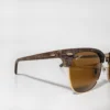 Wood-Grain Texture Clubmaster RB3016 Glass Lenses Amber Tint