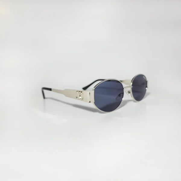 Retro Imported Glass lens Oval Sunglass (Metallic Silver )