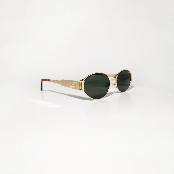 90s Nostalgia Imported Oval Deep Green Glass Lenses Sunglasses