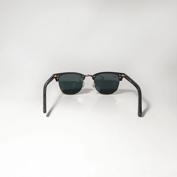 Black Wooden Texture RB3016 Clubmaster in Black Glass Lenses