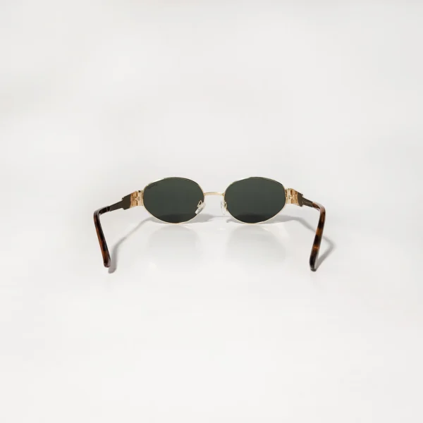 90s Nostalgia Imported Oval Deep Green Glass Lenses Sunglasses