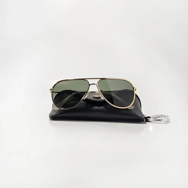Classic Aviator Sunglass Gold Frame Dark Green Glass Lenses