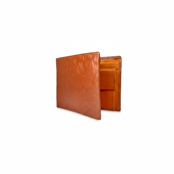 The Maverick Brown Genuine Leather Unique Embossed Flower Pattern Style Imported Wallet Brown