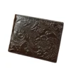 The Maverick Genuine Cowhide Leather Embossed Flower Pattern Imported Wallet (Coffee)