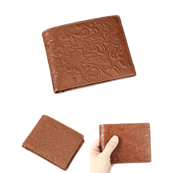 The Maverick Brown Genuine Leather Unique Embossed Flower Pattern Style Imported Wallet Brown