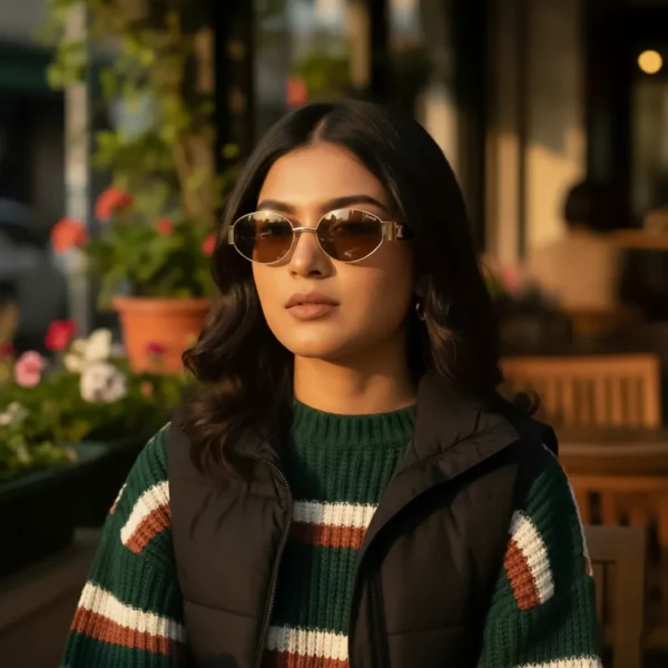 90s Style Imported Oval Brown Glass Lenses Sunglasses