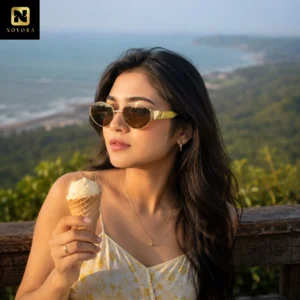 90s Style Imported Oval Brown Glass Lenses Sunglasses