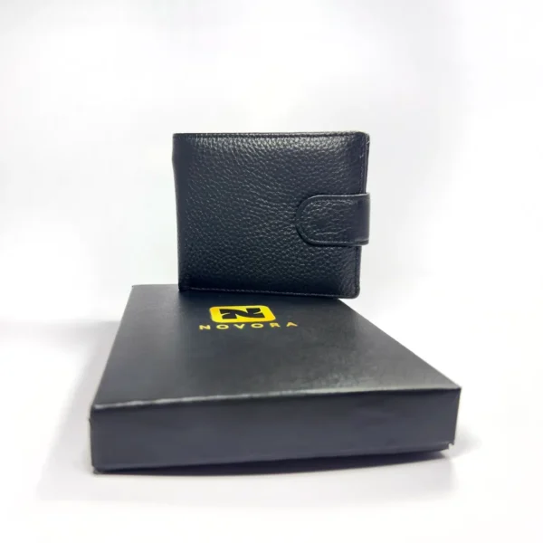 The Classic Utility Bifold Premium Genuine Cowhide Leather Secure Snap Closure Wallet  Black