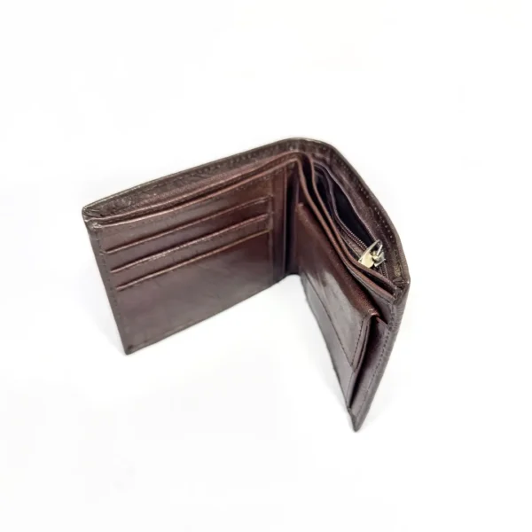 The Maverick Genuine Cowhide Leather Embossed Flower Pattern Imported Wallet (Coffee)