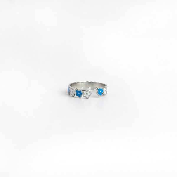 Women Open-End Ring Oil Drop Design Stylish Stainless Steel Zircon