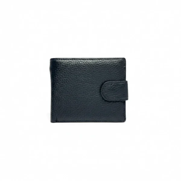 The Classic Utility Bifold Premium Genuine Cowhide Leather Secure Snap Closure Wallet  Black