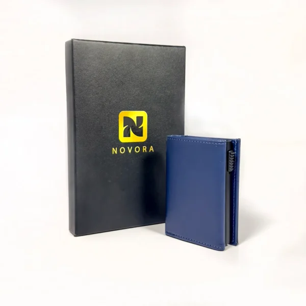 The Meridian Pop-Up Trifold | RFID-Blocking Microfiber Wallet Blue