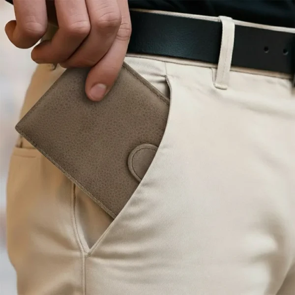 The Classic Utility Bifold Premium Genuine Cowhide Leather Secure Snap Closure Wallet  (Grey)