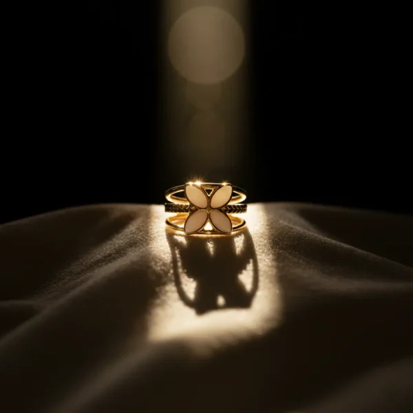 Open-End Ring for Women 18k Gold Plated Stainless Steel Oil Drop Stylish Design