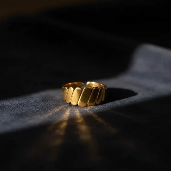 Irregular Fried Dough Twists Gold Plated Ring Ins Fashion Stainless Steel Geometric Women's Ring