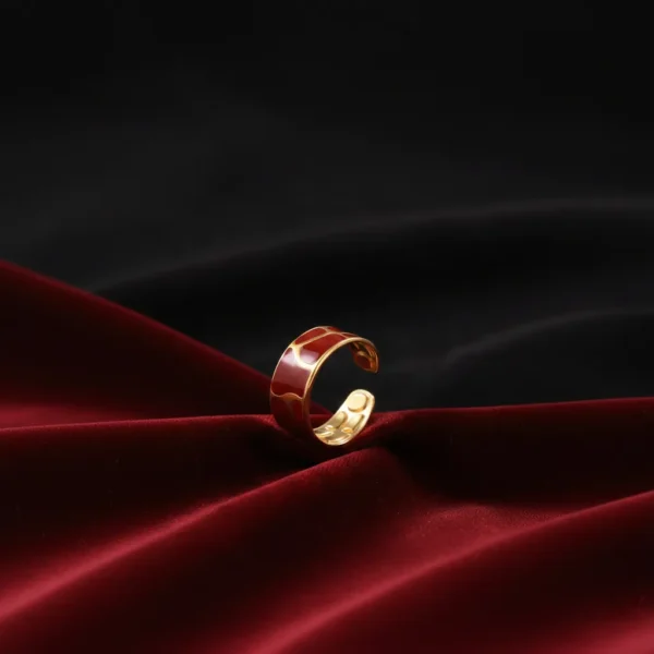 Open-End Ring for Women 18k Gold Plated Stainless Steel Oil Drop Stylish Design