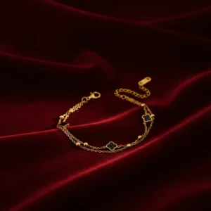 Four-leaf Double-Sided Clover Stainless Steel Chain Bracelet, Hypoallergenic Minimalist Jewelry