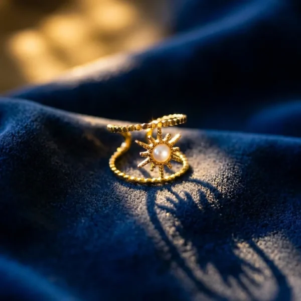 Open-End Ring for Women 18k Gold Plated Stainless Steel Oil Drop Stylish Design