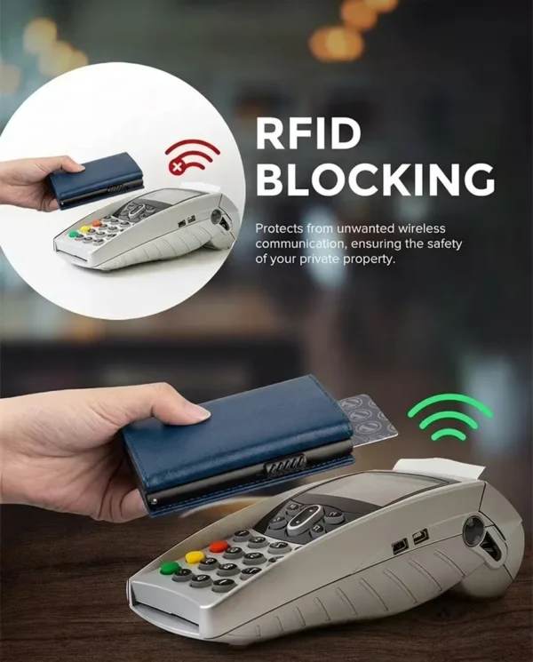 The Meridian Pop-Up Trifold | RFID-Blocking Microfiber Wallet Blue