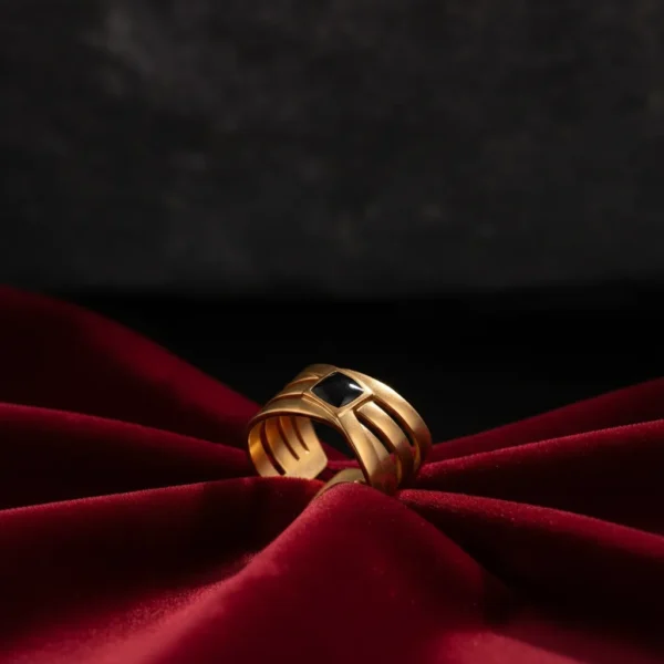 Open-End Ring for Women 18k Gold Plated Stainless Steel Oil Drop Stylish Design