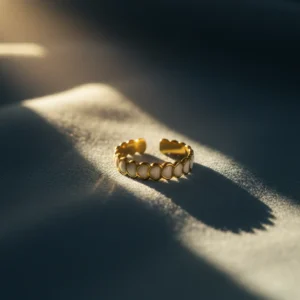 Open-End Ring for Women 18k Gold Plated Stainless Steel Oil Drop Stylish Design