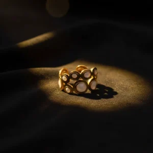 Open-End Ring for Women 18k Gold Plated Stainless Steel Oil Drop Stylish Design