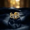 Open-End Ring for Women 18k Gold Plated Stainless Steel Oil Drop Stylish Design