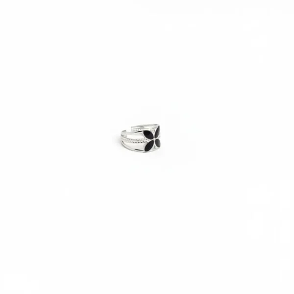 Women Open-End Ring Oil Drop Design Stylish Stainless Steel Zircon