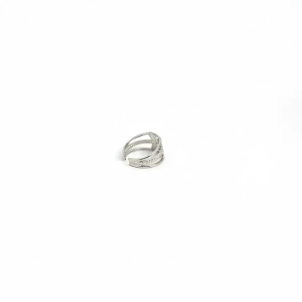 Women Open-End Ring Oil Drop Design Stylish Stainless Steel Zircon