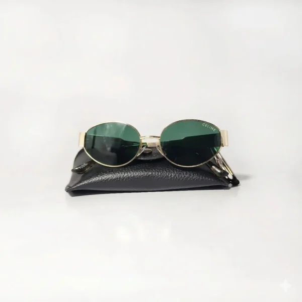 90s Nostalgia Imported Oval Deep Green Glass Lenses Sunglasses