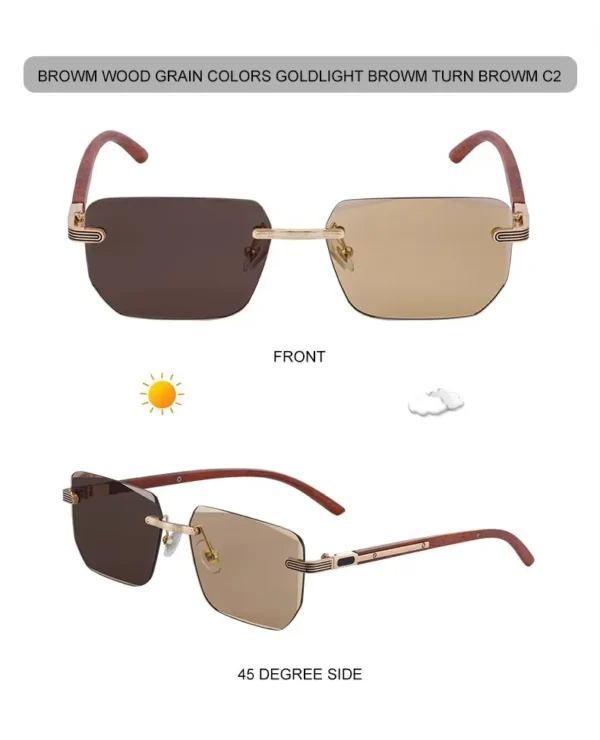 Frameless Sunglasses Color Changing Glasses Photochromic UV Protection