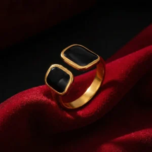 Open-End Ring for Women 18k Gold Plated Stainless Steel Oil Drop Stylish Design