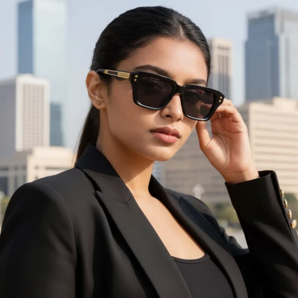 Trendy For Her Square TAC Polarized Fishing UV400 Sunglasses Black& Gold