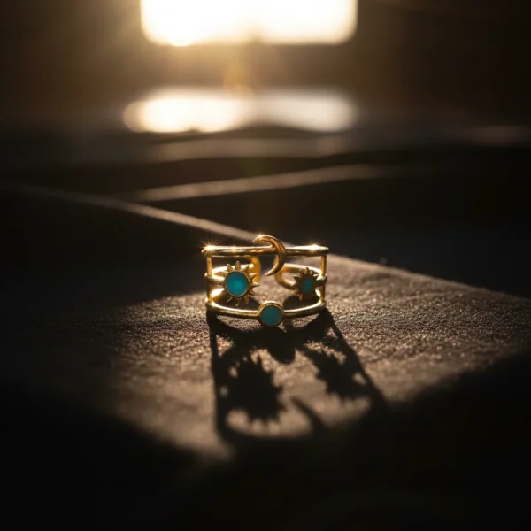 Open-End Ring for Women 18k Gold Plated Stainless Steel Oil Drop Stylish Design