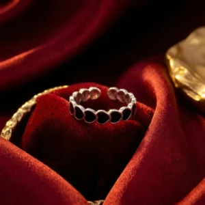 Women Open-End Ring Oil Drop Design Stylish Stainless Steel Zircon