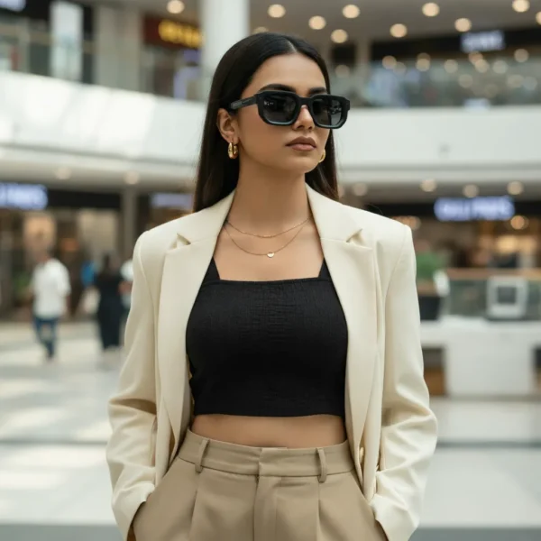 Retro Designer Square TAC Polarized Fishing Driving UV400 Shades Full Black For Her