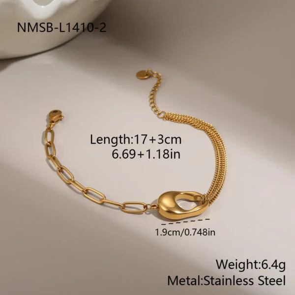 Gold Punk Geometric Double-Layer Bracelet