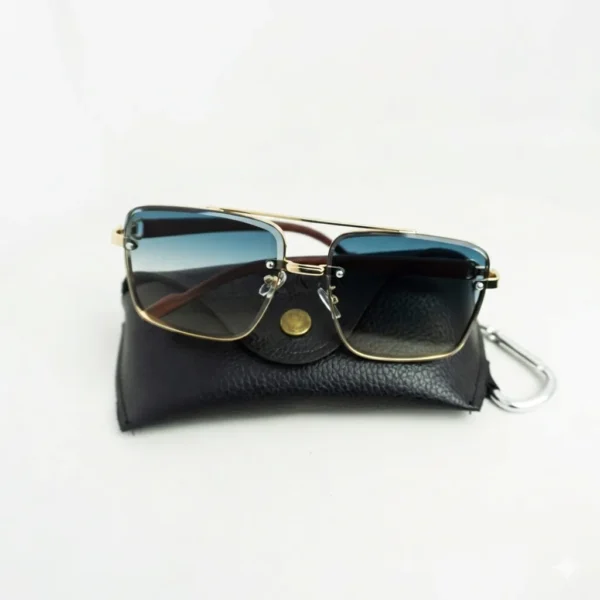 Ultra-Lightweight Retro Square Metal Aviator Sunglasses | UV400 Protection|  (Blue-yellow)