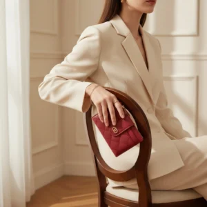 Elegant Quilted Slim Short Wallet for Women – Waterproof PU Leather Card Holder| (RED)